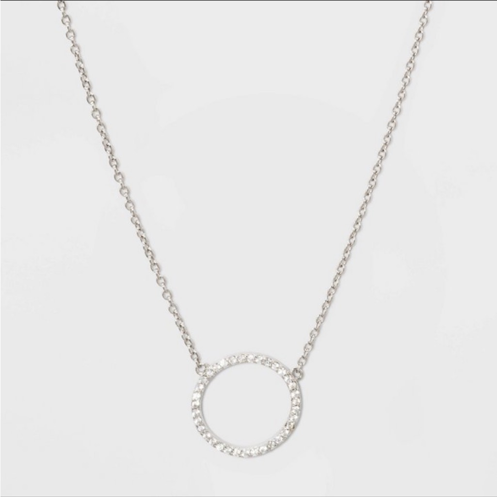 A New Day Sterling Silver Pave Cubic Zirconia Circle Chain Necklace 7$